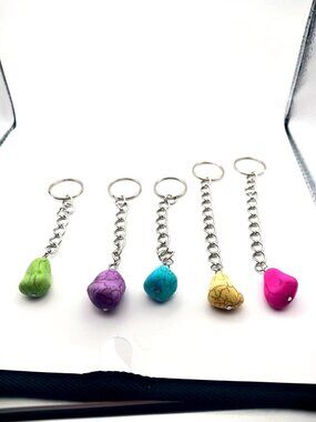 Multi Colored Stone Keychains Lot Of FIVE